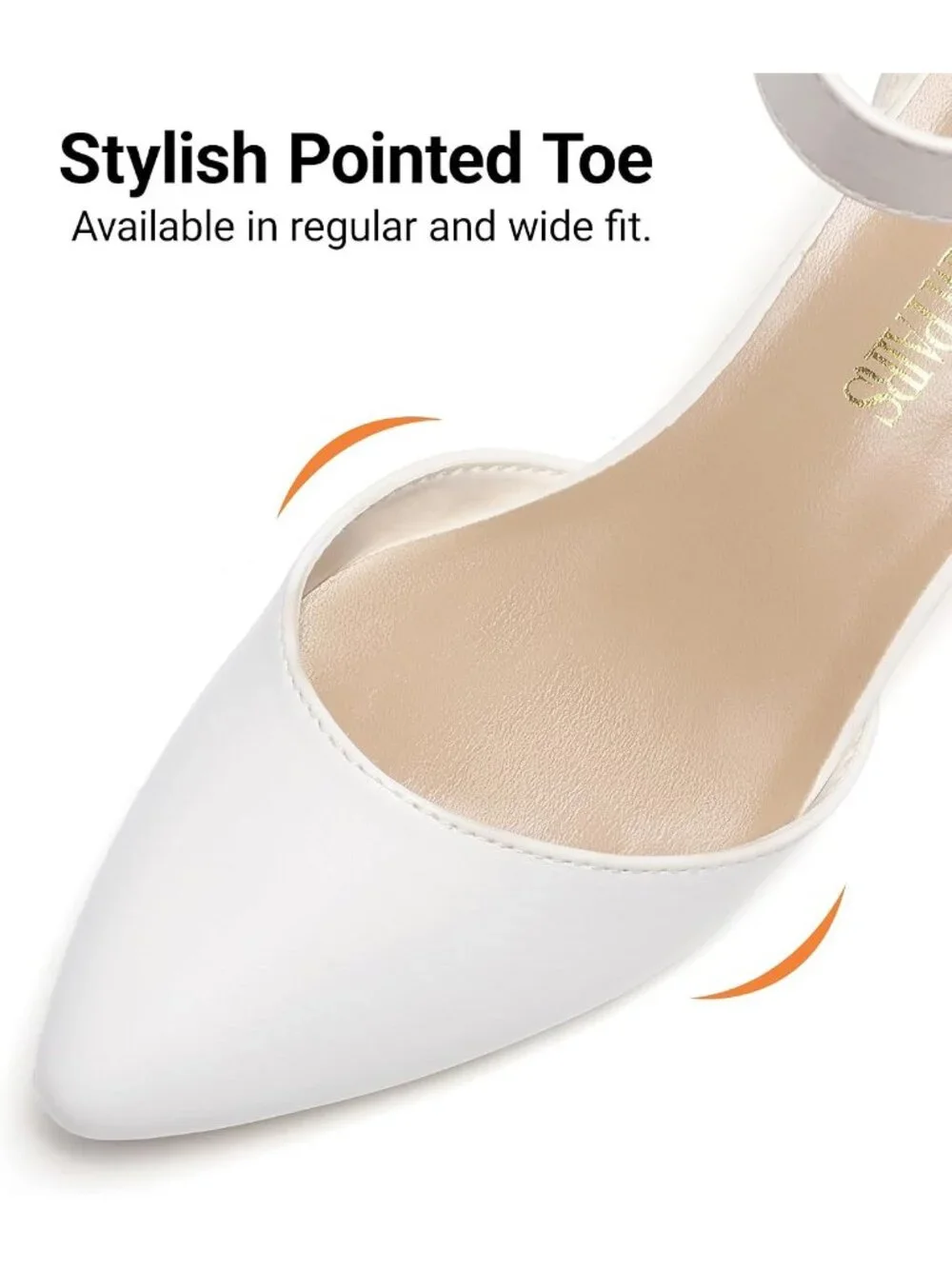 Women's White Pu ANNEE Closed Toe Low Chunky Block Heels Ankle Strap Pumps Shoes